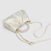 Sac fourre-tout classique en perles, sac à bandoulière plissé tendance, mini sac pour téléphone portable